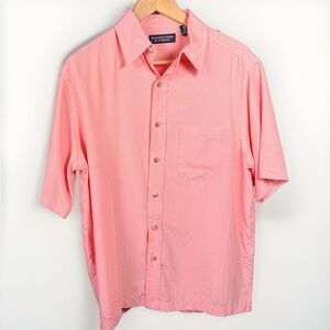 Roundtree and Yorke Casual‎ Checkered Peach Short Sleeve Shirt Medium